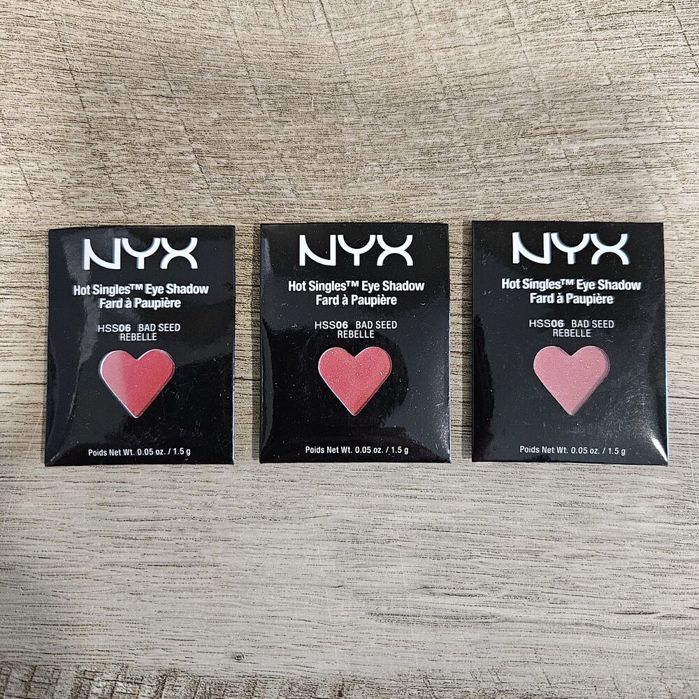 Lot of 3 NYX Hot Singles Eye Shadow Refills - HSS06 Bad Seed Red NEW